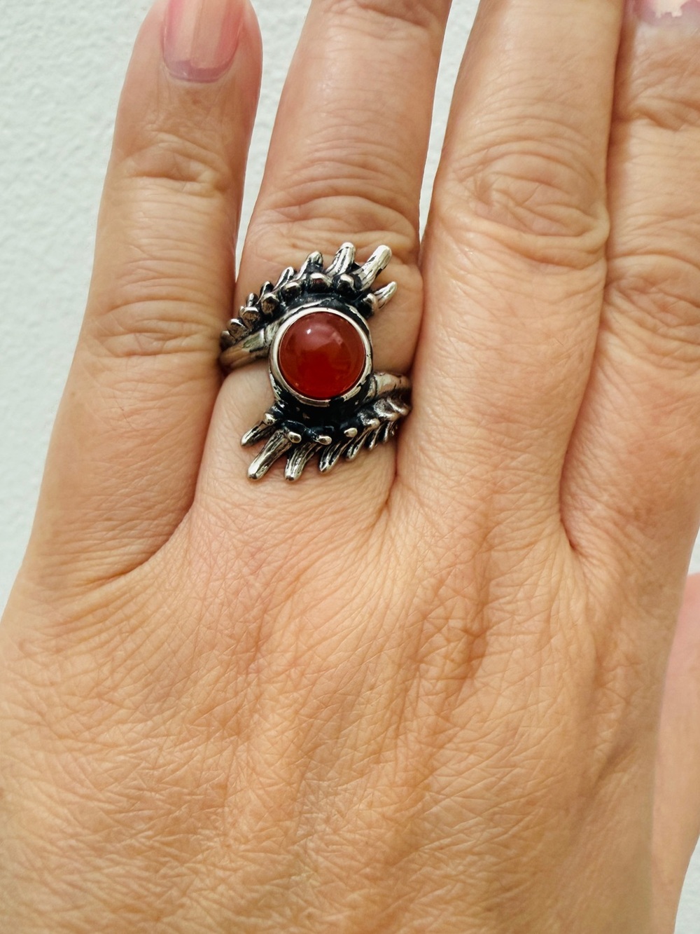 Handcrafted Copper "Solar Phoenix" Carnelian Adjustable Statement Ring